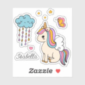 Unicorn Niedlich Whimsical Girly Personalisiert Na Aufkleber (Blatt)