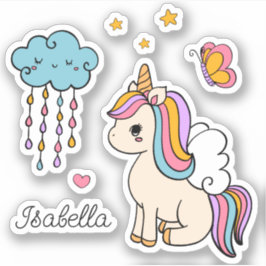 Unicorn Niedlich Whimsical Girly Personalisiert Na Aufkleber