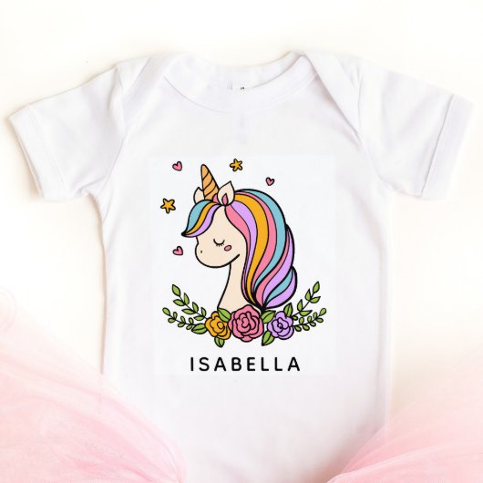 Unicorn Niedlich Whimsical Girly Personalisiert Na Baby Strampler