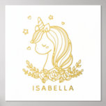 Unicorn Niedlich Whimsical Girly Personalisiert Na Foliendrucke<br><div class="desc">Unicorn Niedlich Whimsical Girly Pink Personalisiert Name Kids Foil Print Poster verfügt über ein niedliches Einhorn mit Sternen,  Herzen und Blume und personalisiert mit Ihrem Namen. Perfektes Geschenk für Mädchen zum Geburtstag,  Weihnachten,  Feiertagen und vieles mehr. Entworfen von ©Evco Studio www.zazzle.com/store/evcostudio</div>