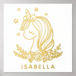 Unicorn Niedlich Whimsical Girly Personalisiert Na Foliendrucke<br><div class="desc">Unicorn Niedlich Whimsical Girly Pink Personalisiert Name Kids Foil Print Poster verfügt über ein niedliches Einhorn mit Sternen,  Herzen und Blume und personalisiert mit Ihrem Namen. Perfektes Geschenk für Mädchen zum Geburtstag,  Weihnachten,  Feiertagen und vieles mehr. Entworfen von ©Evco Studio www.zazzle.com/store/evcostudio</div>