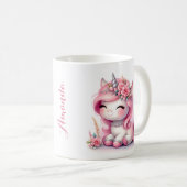 Unicorn Niedlich Whimsical Girly Personalisiert Na Kaffeetasse (VorderseiteRechts)