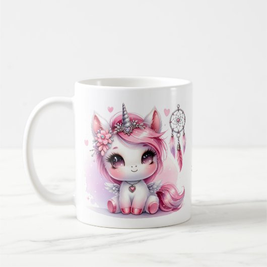 Unicorn Niedlich Whimsical Girly Personalisiert Na Kaffeetasse (Links)