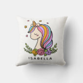 Unicorn Niedlich Whimsical Girly Personalisiert Na Kissen (Rückseite)