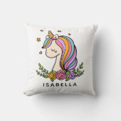 Unicorn Niedlich Whimsical Girly Personalisiert Na Kissen (Vorderseite)