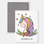Unicorn Niedlich Whimsical Girly Personalisiert Na Magnet (Vorderseite/Rückseite)