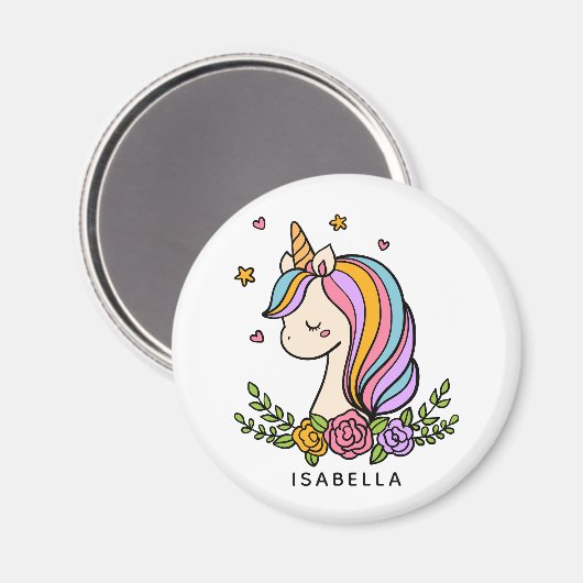 Unicorn Niedlich Whimsical Girly Personalisiert Na Magnet (Vorderseite/Rückseite)