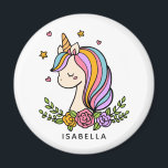 Unicorn Niedlich Whimsical Girly Personalisiert Na Magnet<br><div class="desc">Unicorn Niedlich Whimsical Girly Pink Blütenpinsel Personalisierter Name Magnet verfügt über ein niedliches Einhorn mit Sternen,  Herzen und Blume. Ideal für Geschenke für Freunde,  Geburtstagsgeschenke und Favoriten. Personalisieren Sie diese,  indem Sie den Text in dem dafür vorgesehenen Textfeld bearbeiten. Entworfen von ©Evco Studio www.zazzle.com/store/evcostudio</div>