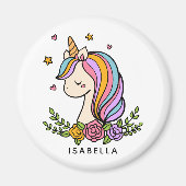 Unicorn Niedlich Whimsical Girly Personalisiert Na Magnet (Vorne)