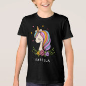 Unicorn Niedlich Whimsical Girly Personalisiert Na Tri-Blend Shirt (Vorderseite)