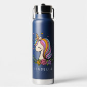 Unicorn Niedlich Whimsical Girly Personalisiert Na Trinkflasche (Vorderseite)