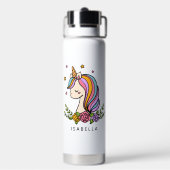 Unicorn Niedlich Whimsical Girly Personalisiert Na Trinkflasche (Hinten)