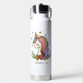 Unicorn Niedlich Whimsical Girly Personalisiert Na Trinkflasche (Vorderseite)