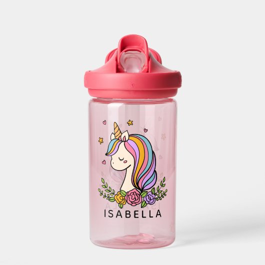 Unicorn Niedlich Whimsical Girly Personalisiert Na Trinkflasche (Vorne)