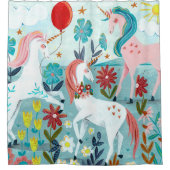 Unicorn, niedliche Regenbogenmädchen Duschvorhang (Vorderseite)
