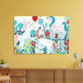 Unicorn, niedliche Regenbogenmädchen Leinwanddruck (Insitu (Wohnzimmer))