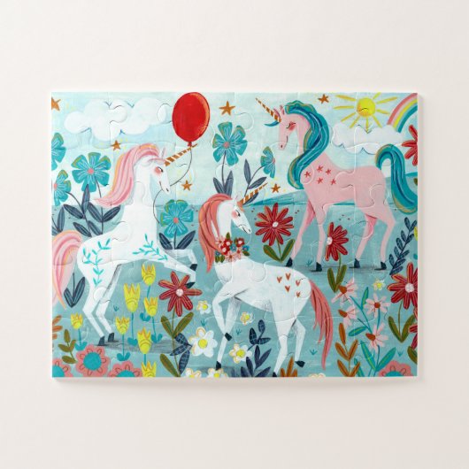 Unicorn, niedliche Regenbogenmädchen Puzzle (Horizontal)