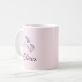 Unicorn Niedliche Wasserfarbe Personalisierter Nam Kaffeetasse (Vorderseite Links)