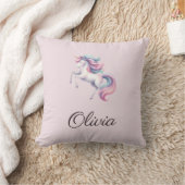 Unicorn Niedliche Wasserfarbe Personalisierter Nam Kissen (Decke)