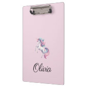 Unicorn Niedliche Wasserfarbe Personalisierter Nam Klemmbrett (Links)