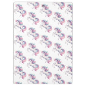 Unicorn Niedliche Wasserfarbe Personalisierter Nam Klemmbrett (Rückseite)