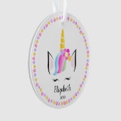 Unicorn niedliches Mädchen Foto Weihnachten Ornament (Vorderseite)