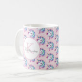 Unicorn Niedliches Wasserfarbmuster Individuelle N Kaffeetasse (Vorderseite Links)