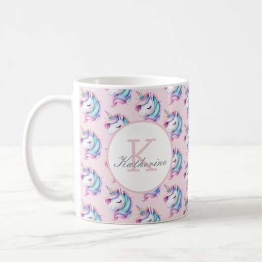 Unicorn Niedliches Wasserfarbmuster Individuelle N Kaffeetasse (Links)