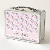 Unicorn Niedliches Wasserfarbmuster Personalisiert Metall Brotdose (Vorderseite)