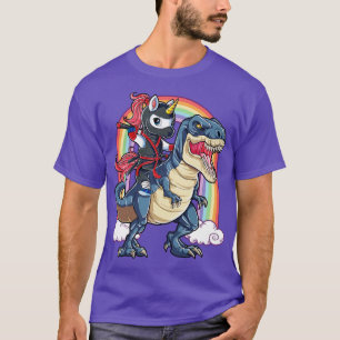 Unicorn Ninja Riding Dinosaur T rex Kids Girls Boy T-Shirt