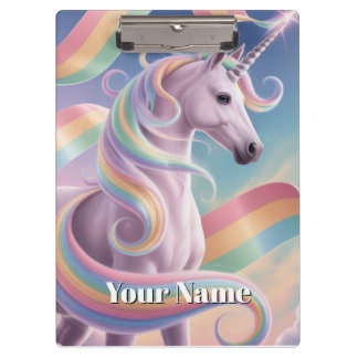 Unicorn Notebook, Magical Rainbow Stars Unicorn  Klemmbrett