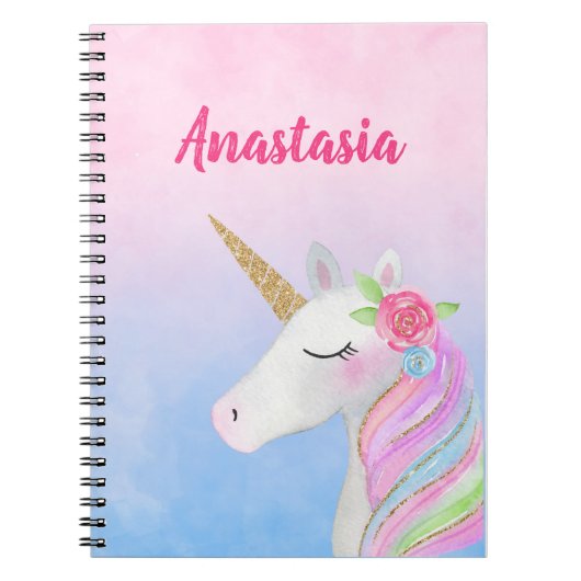 Unicorn-Notizbücher (personalisiert mit Namen) Notizblock (Vorderseite)