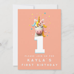 Unicorn Number Birthday Party Woll Felge Einladung