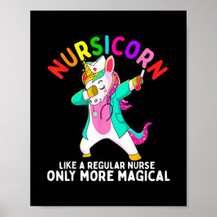 Unicorn Nurse Funny Nursicorn Rainbows Nursing RN Poster