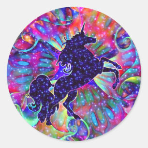 UNICORN OF THE UNIVERSE multicolored Runder Aufkleber