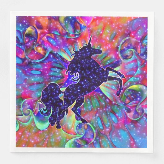 UNICORN OF THE UNIVERSE multicolored Serviette (Vorderseite)