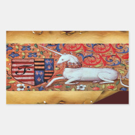 UNICORN OLD BROWN PARCHMONOGRAM RECHTECKIGER AUFKLEBER