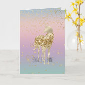 Unicorn Ombre Gold Confetti Glitzer Herz Karte (Gelbe Blume)