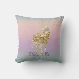 Unicorn Ombre Gold Confetti Glitzer Herz Kissen