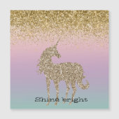 Unicorn Ombre Gold Glitzer Magnetkarte (Vorderseite)