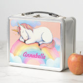 Unicorn on Rainbow Clouds, Girls, Personalized  Metall Brotdose (Beispiel)
