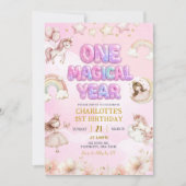Unicorn One Magical year First Birthday Einladung (Vorderseite)