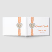 Unicorn Orange Lace Ribbon Wedding Guestbook Gästebuch (Voll)