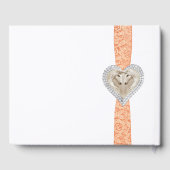 Unicorn Orange Lace Ribbon Wedding Guestbook Gästebuch (Rückseite)