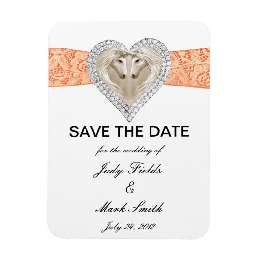 Unicorn Orange Lace Save the Date Magnet (Vertikal)