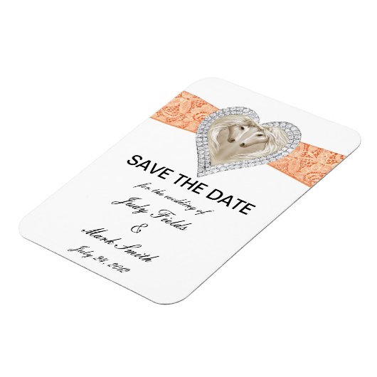 Unicorn Orange Lace Save the Date Magnet (Linke Seite)