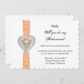 Unicorn Orange Lace Wedding Bridesmaid Card Einladung (Vorne/Hinten)