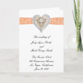 Unicorn Orange Lace Wedding Program Card Programm (Vorderseite)