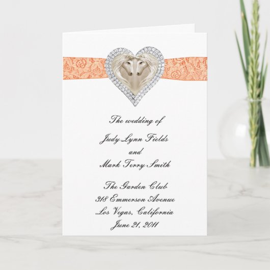 Unicorn Orange Lace Wedding Program Card Programm (Vorderseite)