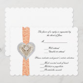 Unicorn Orange Lace Wedding Response Card Einladung (Vorne/Hinten)